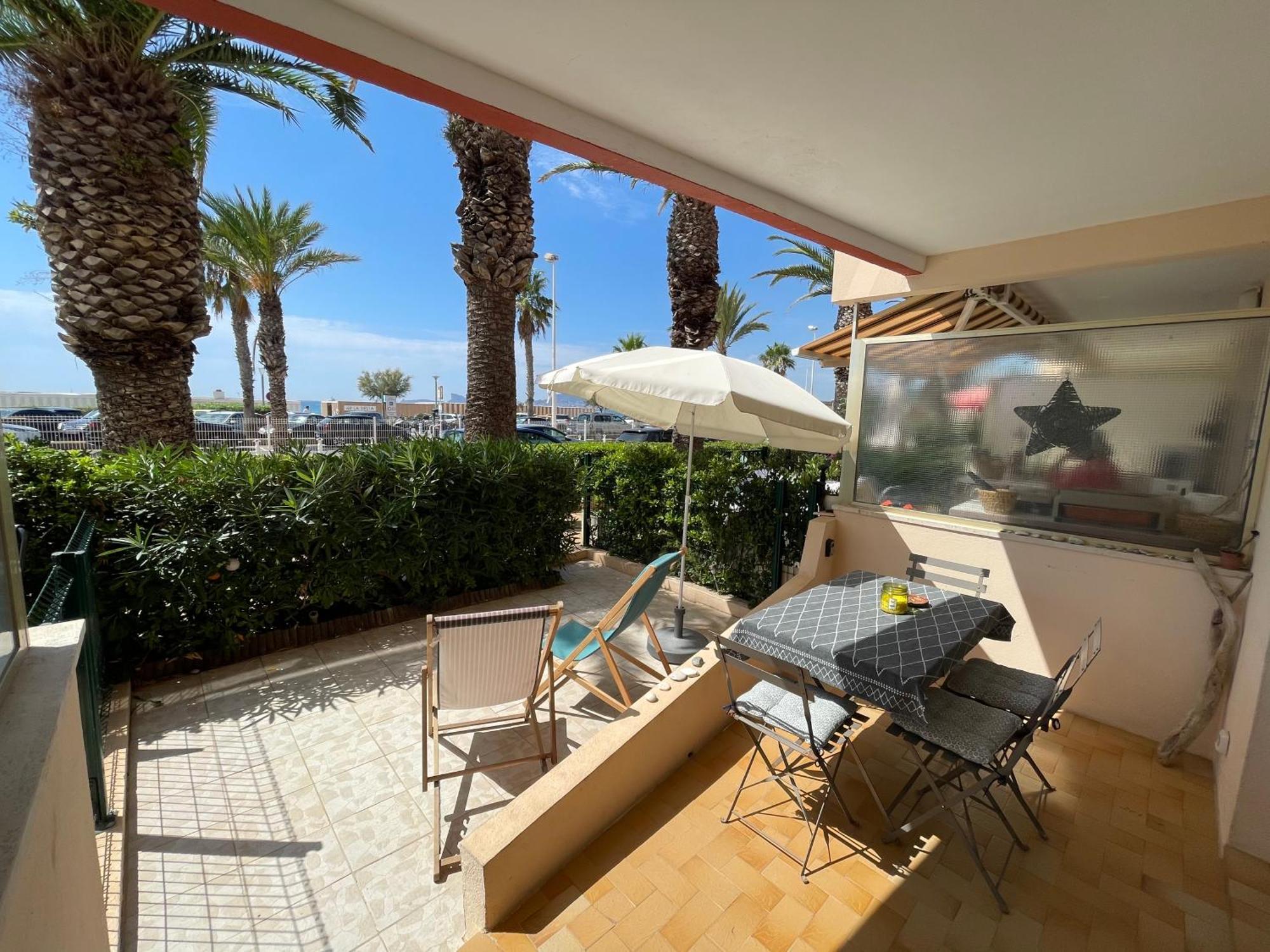 "Les Palmiers" Studio Spacieux Vue Mer Terrasse & Parking Saint-Cyr-sur-Mer Eksteriør billede